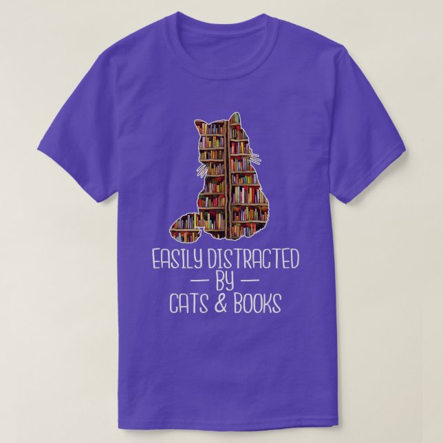 Leicht abgelenkt von Cats & Books Lover Book Nerd  T-Shirt (Design vorne)