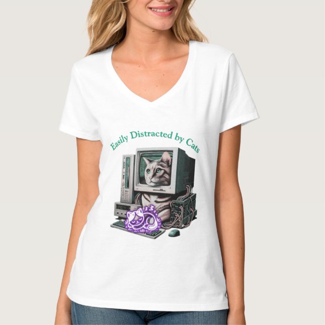 Leicht abgelenkt von Cats Funny Cat Lover T - Shir T-Shirt (Vorderseite)