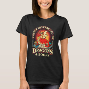 Leicht abgelenkt von Drachen & Bücher Nerd Dragon T-Shirt