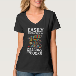 Leicht abgelenkt von Drachen und Bücher Motiv T-Shirt