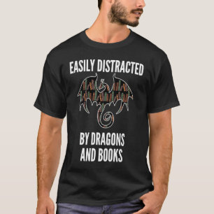 Leicht abgelenkt von Drachen und Bücher Nerd lesen T-Shirt