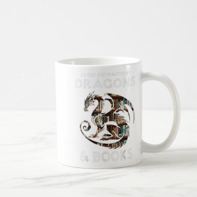 Leicht abgelenkt von Dragons Bücher Buchwürmer Fra Kaffeetasse (Rechts)