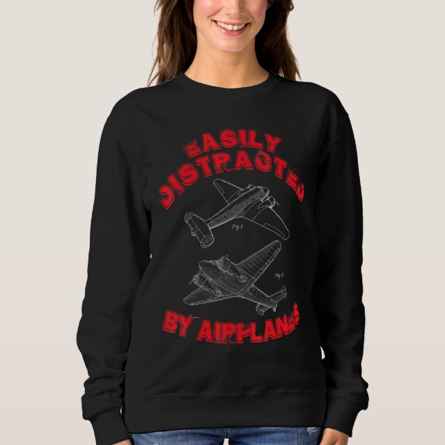 Leicht abgelenkt von Flugzeugen Aviation Flugzeug Sweatshirt (Vorderseite)