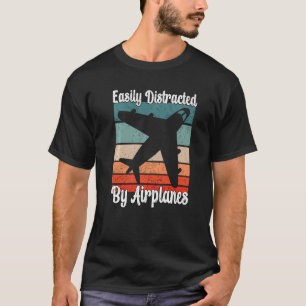 Leicht abgelenkt von Flugzeugen Flugzeug Retro Vin T-Shirt