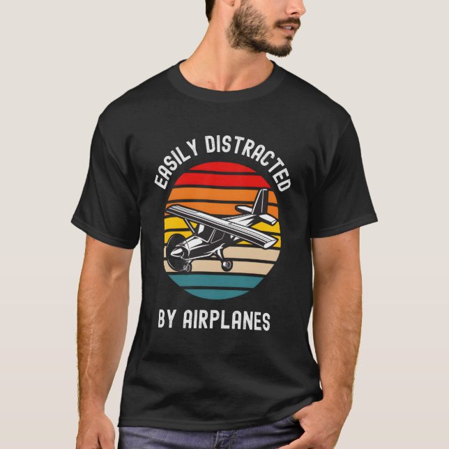 Leicht abgelenkt von Flugzeugen Pilot Airp T-Shirt (Vorderseite)