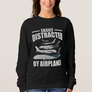 Leicht abgelenkt von Flugzeugen Pilotin Fluginstru Sweatshirt