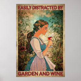 Leicht abgelenkt von Garten und Weinrebe Vintag Poster