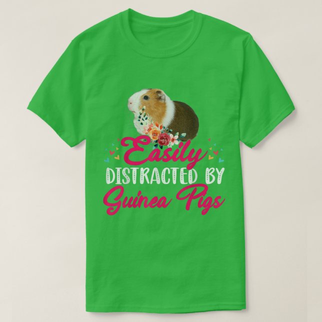 Leicht abgelenkt von Guinea Schweine Blumenkohl-Bl T-Shirt (Design vorne)
