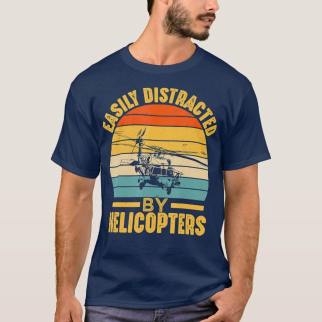 Leicht abgelenkt von Helikopter Funny Pilot T-Shirt (Vorderseite)