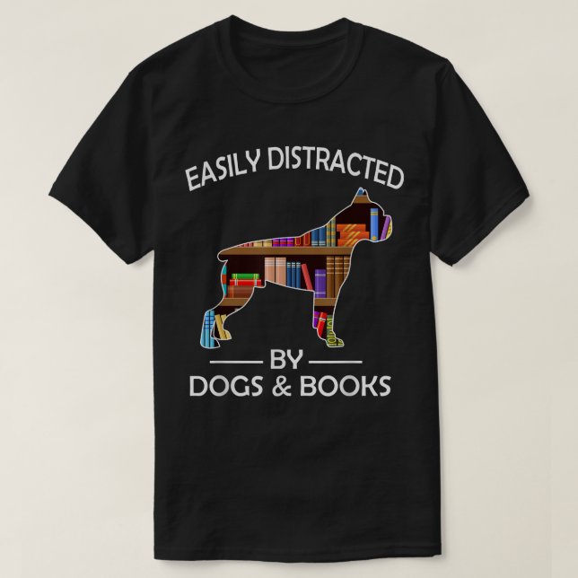 Leicht abgelenkt von Hunden & Büchern Funny Boer H T-Shirt (Design vorne)