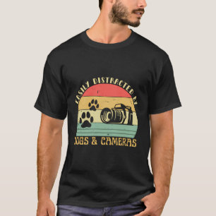 Leicht abgelenkt von Kamerahunden Retro Funny Foto T-Shirt