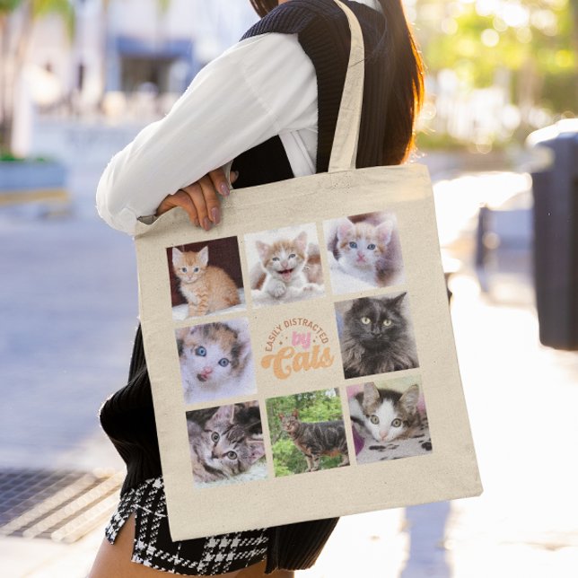 Leicht abgelenkt von Katzen FotoCollage Tragetasche (Cats Photo Collage Tote Bag)