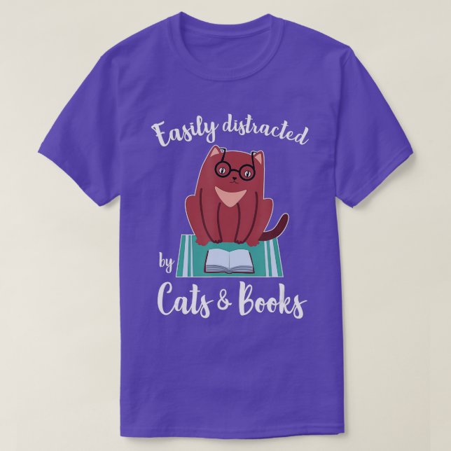 Leicht abgelenkt von Katzen und Büchern für Buch o T-Shirt (Design vorne)