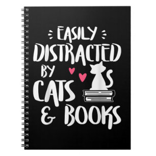 Leicht abgelenkt von Katzen und Büchern - Katze &  Notizblock