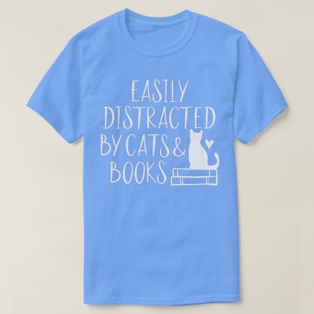 Leicht abgelenkt von Katzen und Büchern - Niedlich T-Shirt (Design vorne)