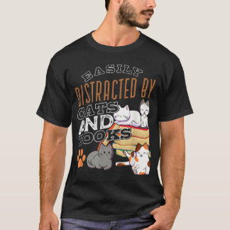 Leicht abgelenkt von Katzen und Büchern schwarze K T-Shirt
