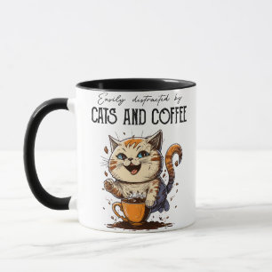 Leicht abgelenkt von Katzen und Kaffeekatzen Liebh Tasse