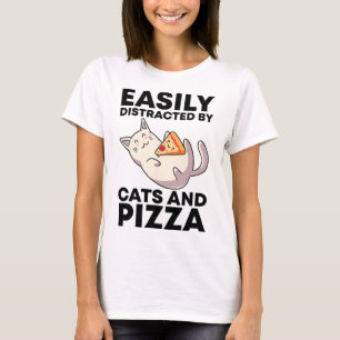 Leicht abgelenkt von Katzen und Pizza Kawaii Cat L T-Shirt
