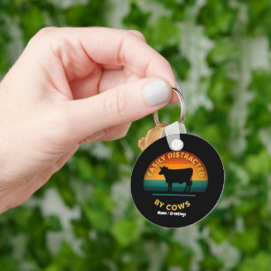 Leicht abgelenkt von Kühen Funny Farm Geschenk Lov Schlüsselanhänger