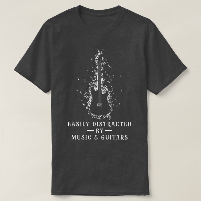 Leicht abgelenkt von Liebe und Gitarre T-Shirt (Design vorne)