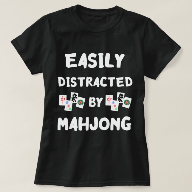 Leicht abgelenkt von Mahjong Cards Mah Jongg Tiles T-Shirt (Design vorne)