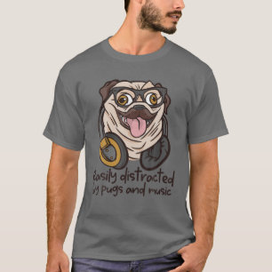 Leicht abgelenkt von Möpsen und Musik Niedlicher H T-Shirt