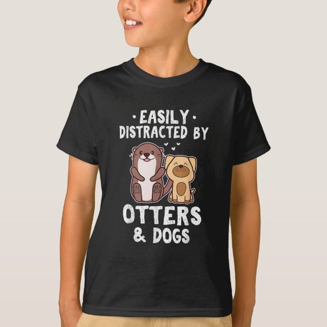 Leicht abgelenkt von Otters und Hunden lustig Nied T-Shirt (Vorderseite)