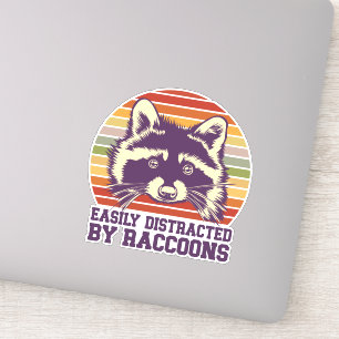 Leicht abgelenkt von Raccoons Retro Vintager Sonne Aufkleber
