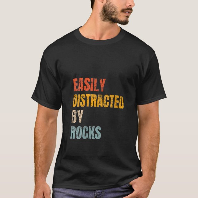 Leicht abgelenkt von Rocks Retro Geology Rock Coll T-Shirt (Vorderseite)