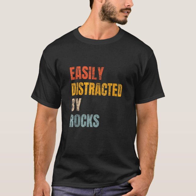 Leicht abgelenkt von Rocks Retro Geology Rock Coll T-Shirt (Vorderseite)