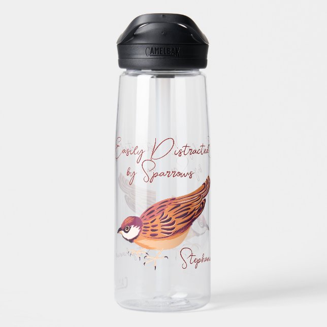 Leicht abgelenkt von Sparrows Personalisiert Trinkflasche (Rückseite)