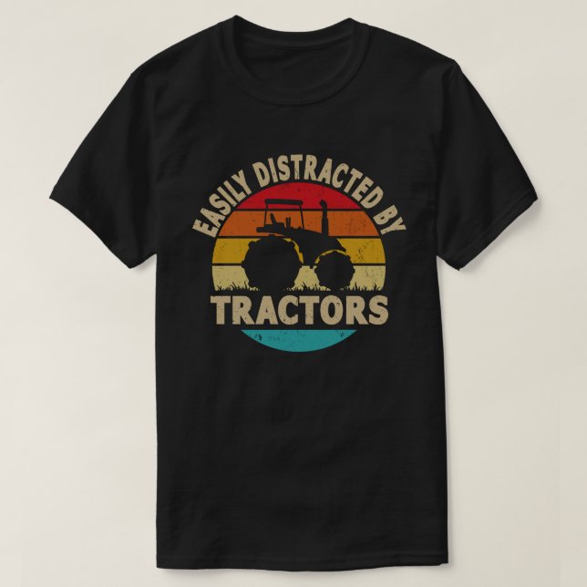 Leicht abgelenkt von Traktoren Funny Bauer Geschen T-Shirt (Design vorne)