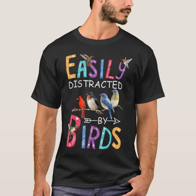Leicht abgelenkt von Vögeln Funny Bird T-Shirt (Vorderseite)
