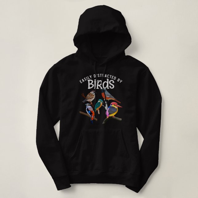 Leicht abgelenkt von Vögeln Vogelbeobachter Vögel  Hoodie (Design vorne)