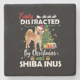 Leicht abgelenkt von Weihnachten shiba inu Hundesc Steinuntersetzer