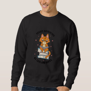 Leicht abgelenkte Katzen und Bücher Cool Retro Fun Sweatshirt