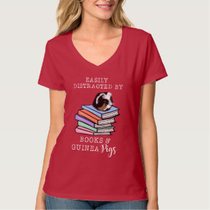 leicht ablenkbar durch Bücher und Guinea Schweine T-Shirt
