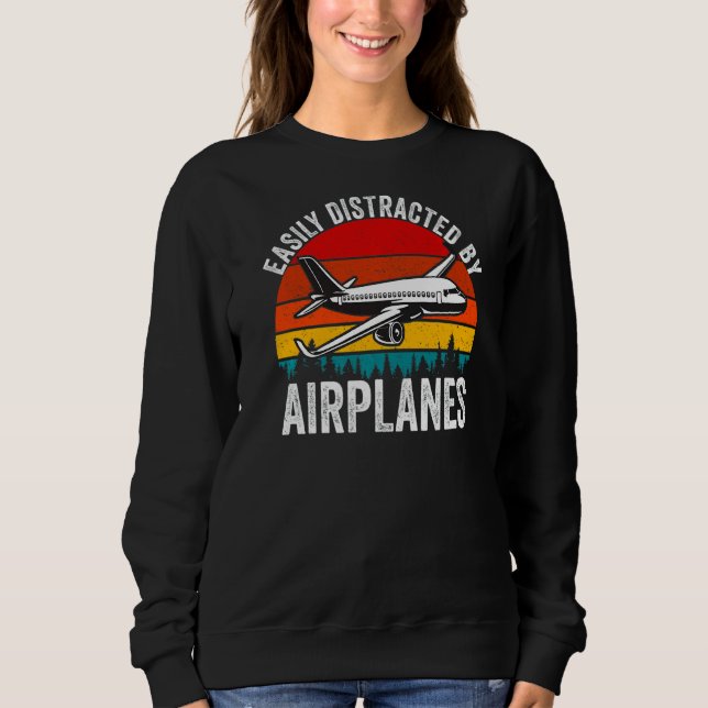Leicht ablenkbar durch den Flugzeugpilotenplan Sweatshirt (Vorderseite)