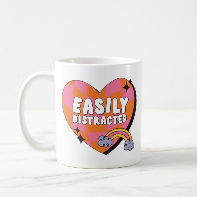 Leicht Ablenkbar Lustiger ADHD-Spruch Kaffeetasse (Links)