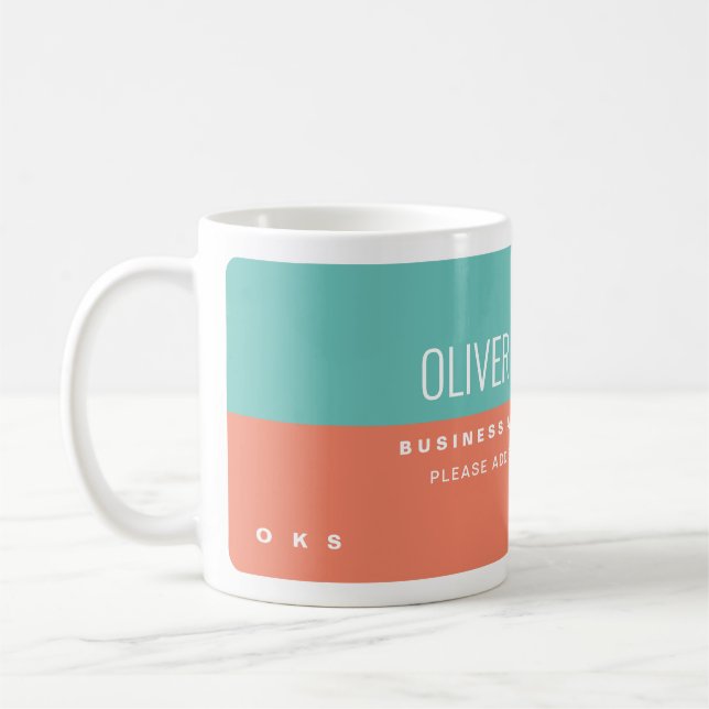 Leicht Aquamariner Lachs Beruflich Name Kaffeetasse (Links)