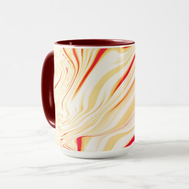 Leicht, beige, rote, rosa Kurve Tasse (Vorderseite Links)
