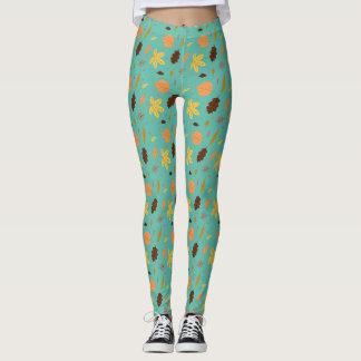 Leicht blaues Leaf Print Leggings - weich, stilvol