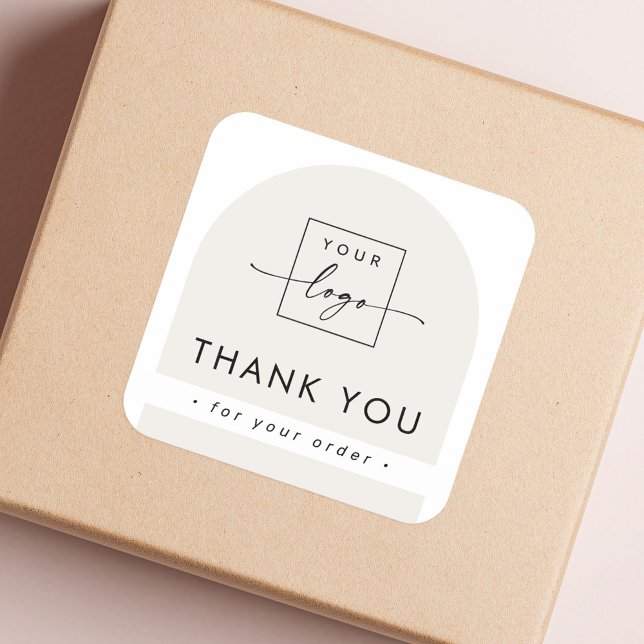 Leicht-braune Bogen Geschäft danke Quadratischer Aufkleber (Light tan brown arch business thank you square sticker)