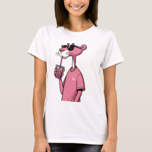 Leicht dehnbarer Stoff, rosa Tigerdesign T-Shirt
