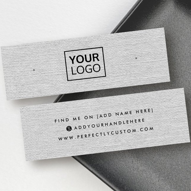 Leicht graue Leinenlogo Ohrring-Anzeigetafel (Light gray linen logo stud earring display card)