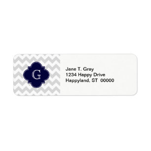 Leicht graue Zickzack Navy Quatrefolienmonogramm