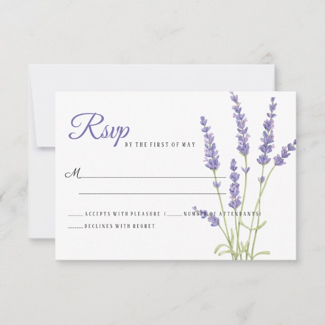 Leicht Lila Lavendel-Blume Hochzeit RSVP (Vorderseite)