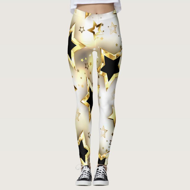 Leicht nahtlos mit goldenen Sternen Leggings (Vorderseite)