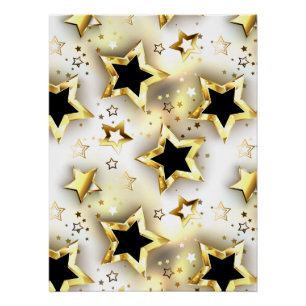 Leicht nahtlos mit goldenen Sternen Poster