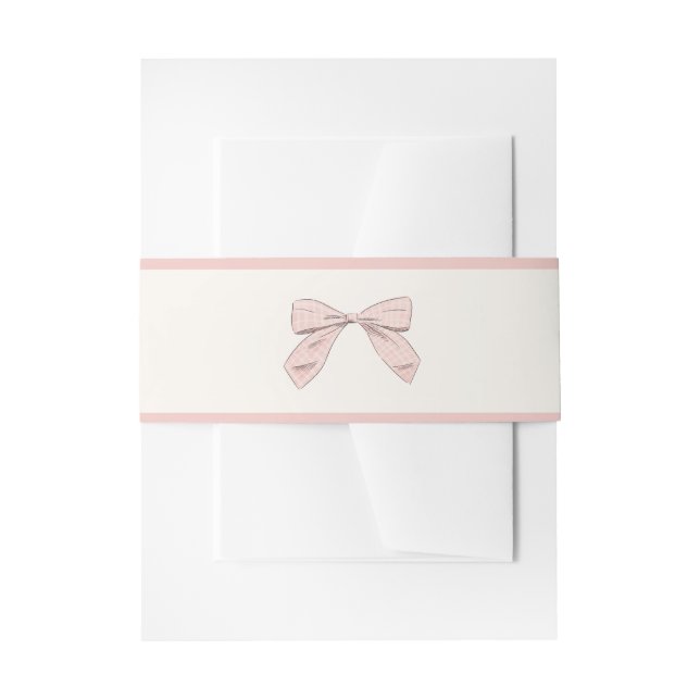 Leicht rosa Kariert Bow Elegante Girl Baby Dusche Einladungsbanderole (Vorderseite Beispiel)